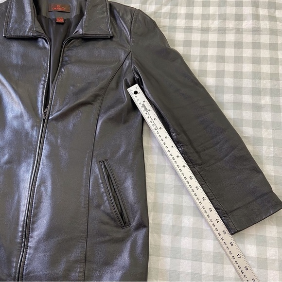 Danier black genuine leather jacket soft zip up motorcycle Bikercore moto in XS - Picture 10 of 15